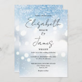 Invitation Script moderne QR Code Snowflakes Mariage hivernal (Devant / Derrière)