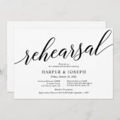 Invitation Script moderne, répétition Mariage et dîner (Devant / Derrière)