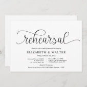 Invitation Script moderne, répétition Mariage et dîner (Devant / Derrière)