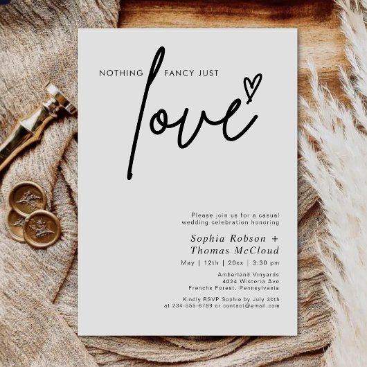 Invitation Script moderne Rien de fantaisie Juste Amour Maria