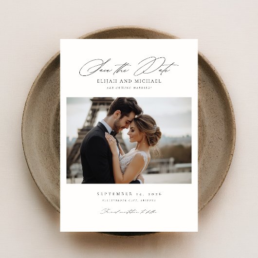 Invitation Script Moderne Romantique Photo Mariage Enregistre