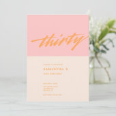 Invitation Script moderne rose 30e fête d'anniversaire (Debout devant)