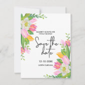 Invitation Script moderne rose mariage floral Enregistrer la  (Devant)