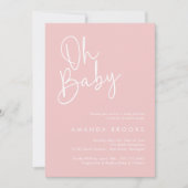 Invitation Script moderne Rose Oh Baby Baby shower simple (Devant)