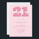 Invitation Script moderne rose tendance 21e anniversaire<br><div class="desc">Invitation moderne Pastel Pink 21ème Anniversaire. Conception minimaliste de modèle d'invitation de 21e anniversaire avec police de script de calligraphie élégante.</div>