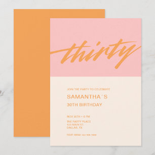 Invitation Script moderne rose trente-troisième anniversaire