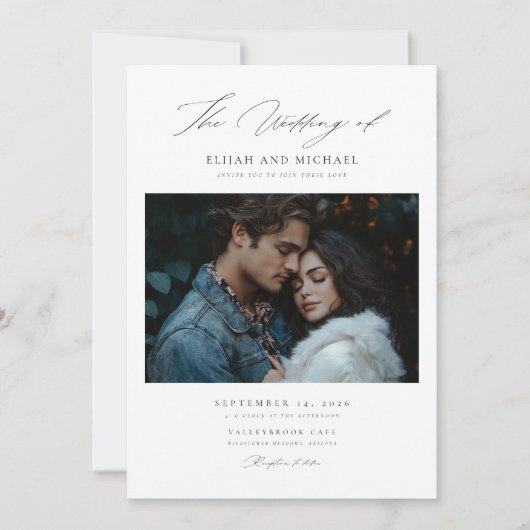 Invitation Script moderne Rustique Élégance Mariage Invite (Devant)