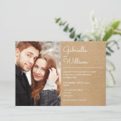 Invitation Script moderne Rustique Kraft Mariage photo (Debout devant)