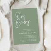 Invitation Script moderne Sage Oh Baby Baby shower simple