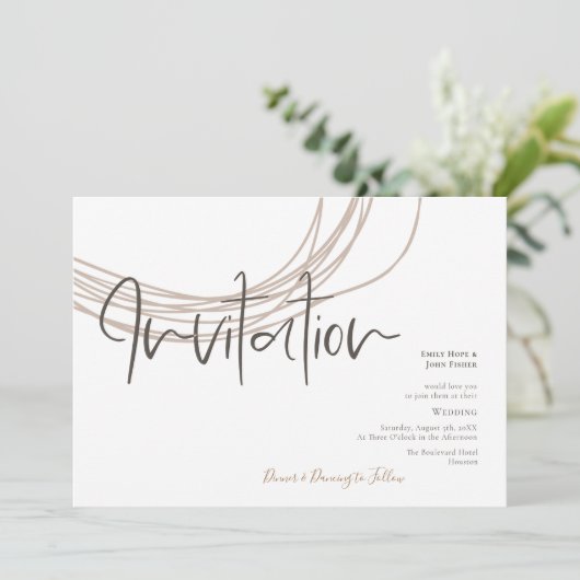 Invitation Script moderne Scribble Circulaire Line Mariage be (Debout devant)