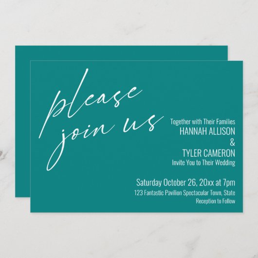 Invitation Script moderne S'il vous plaît Joignez-vous à nous (Devant / Derrière)
