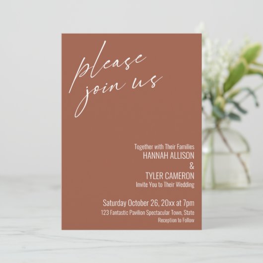 Invitation Script Moderne S'Il Vous Plaît Rejoignez-Nous Mari (Debout devant)