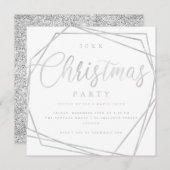 Invitation Script MODERNE Silver White Parties scintillant Ch (Devant / Derrière)