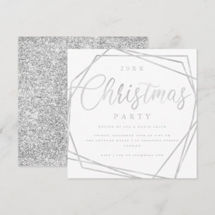 Invitation Script MODERNE Silver White Parties scintillant Ch