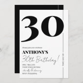 Invitation Script moderne Simple 30e fête d'anniversaire (Devant / Derrière)