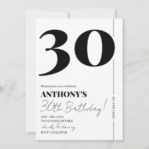 Invitation Script moderne Simple 30e fête d'anniversaire