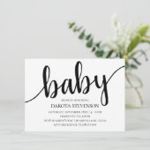Invitation Script moderne simple | Baby shower de script flor (Debout devant)