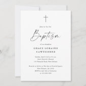 Invitation Script moderne Simple Baptême noir et blanc (Devant)