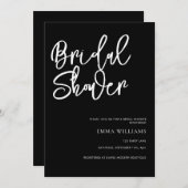 Invitation Script moderne simple Fête des mariées noir et bla (Devant / Derrière)