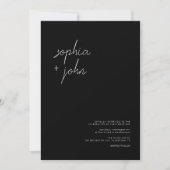 Invitation Script moderne simple Mariage noir tout en un (Devant)