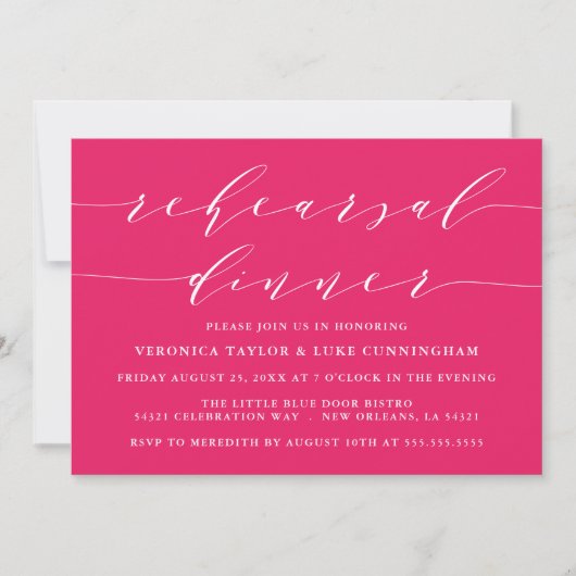 INVITATION SCRIPT MODERNE SIMPLE | RÉPÉTITION DÎNER INVITATIO (Devant)
