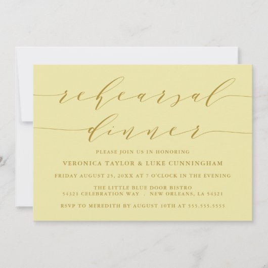 INVITATION SCRIPT MODERNE SIMPLE | RÉPÉTITION DÎNER INVITATIO (Devant)