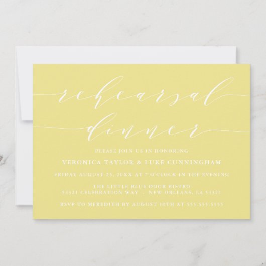 INVITATION SCRIPT MODERNE SIMPLE | RÉPÉTITION DÎNER INVITATIO (Devant)