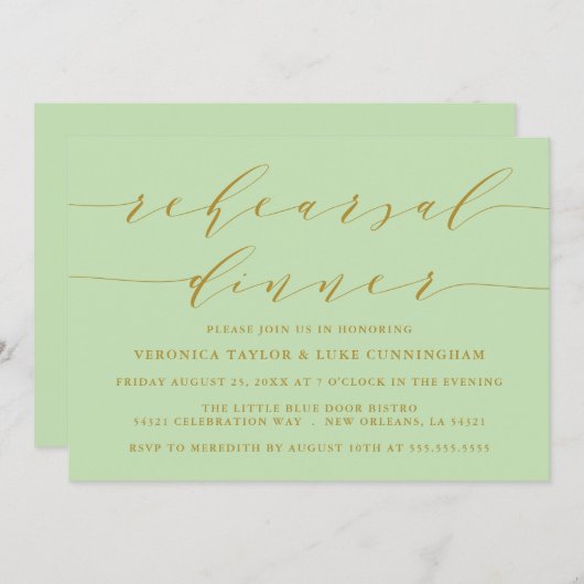 INVITATION SCRIPT MODERNE SIMPLE | RÉPÉTITION DÎNER INVITATIO (Devant / Derrière)