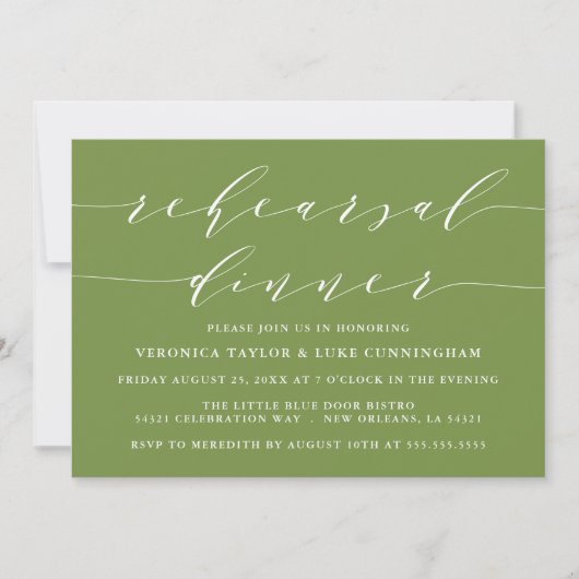 INVITATION SCRIPT MODERNE SIMPLE | RÉPÉTITION DÎNER INVITATIO (Devant)