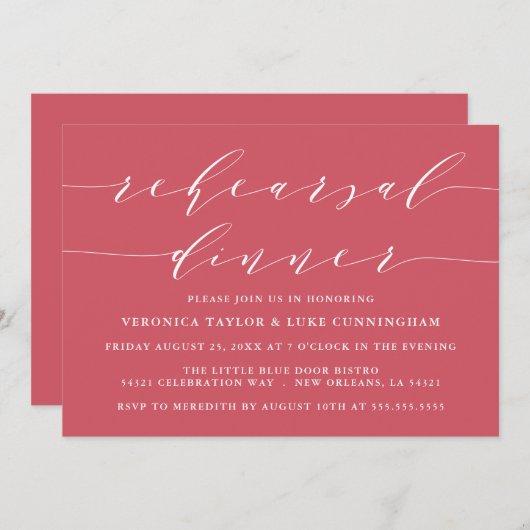 INVITATION SCRIPT MODERNE SIMPLE | RÉPÉTITION DÎNER INVITATIO (Devant / Derrière)