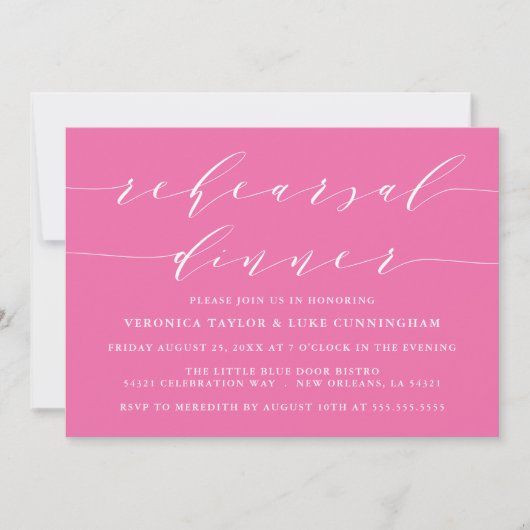 INVITATION SCRIPT MODERNE SIMPLE | RÉPÉTITION DÎNER INVITATIO (Devant)