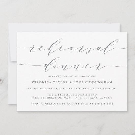 INVITATION SCRIPT MODERNE SIMPLE | RÉPÉTITION DÎNER INVITATIO (Devant)