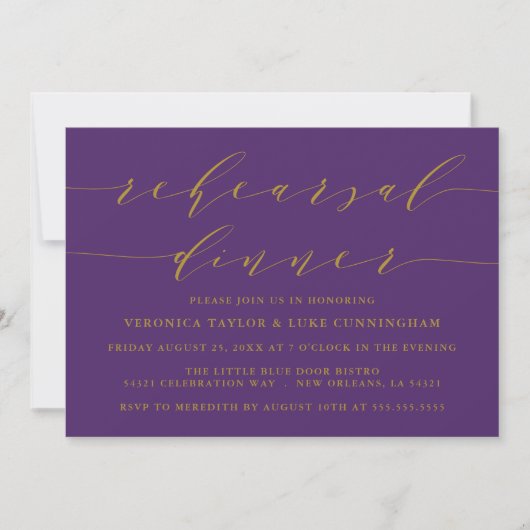 INVITATION SCRIPT MODERNE SIMPLE | RÉPÉTITION DÎNER INVITATIO (Devant)