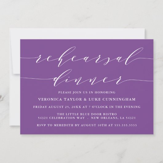 INVITATION SCRIPT MODERNE SIMPLE | RÉPÉTITION DÎNER INVITATIO (Devant)