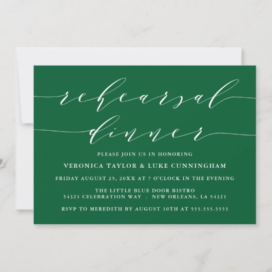 INVITATION SCRIPT MODERNE SIMPLE | RÉPÉTITION DÎNER INVITATIO (Devant)