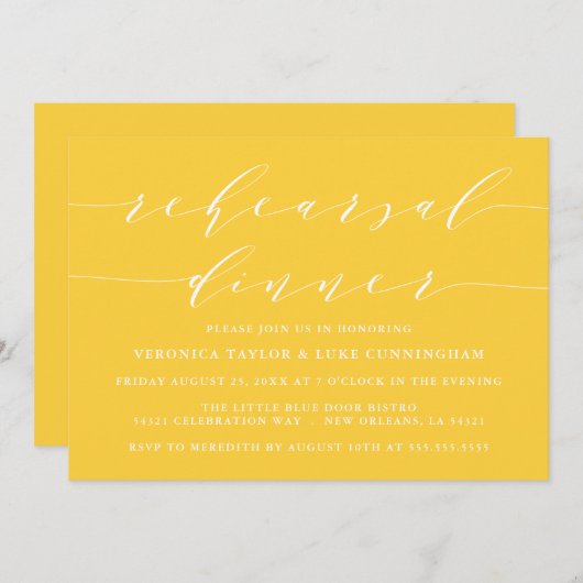 INVITATION SCRIPT MODERNE SIMPLE | RÉPÉTITION DÎNER INVITATIO (Devant / Derrière)