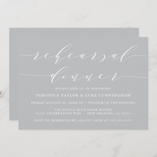 INVITATION SCRIPT MODERNE SIMPLE | RÉPÉTITION DÎNER INVITATIO (Devant / Derrière)