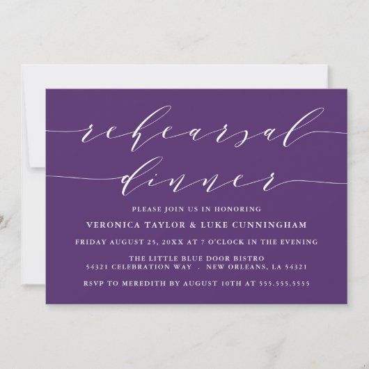 INVITATION SCRIPT MODERNE SIMPLE | RÉPÉTITION DÎNER INVITATIO (Devant)