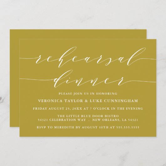 INVITATION SCRIPT MODERNE SIMPLE | RÉPÉTITION DÎNER INVITATIO (Devant / Derrière)