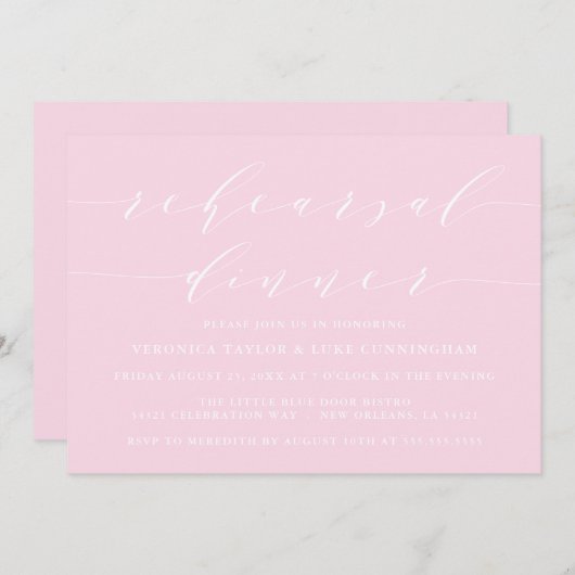 INVITATION SCRIPT MODERNE SIMPLE | RÉPÉTITION DÎNER INVITATIO (Devant / Derrière)