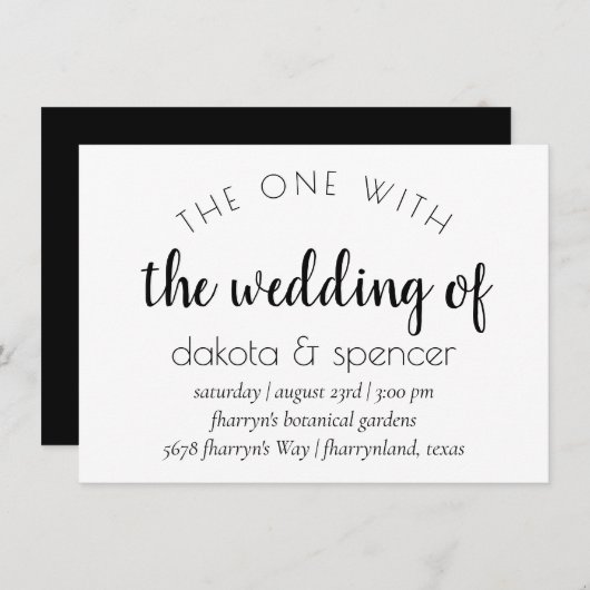 Invitation Script moderne simple | Un avec le Mariage de (Devant / Derrière)