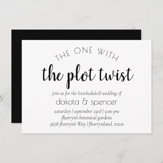 Invitation Script moderne simple | Un avec torsion Mariage (Devant / Derrière)