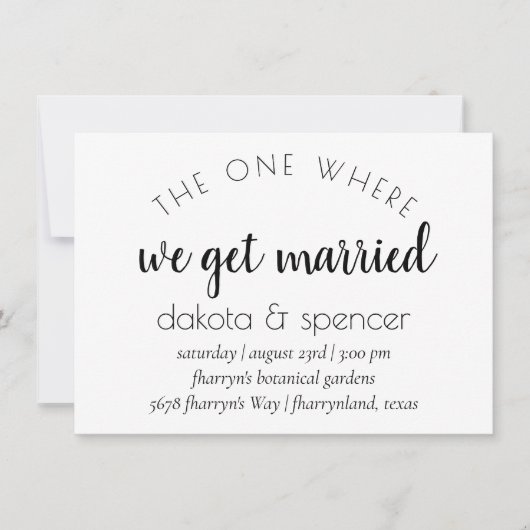 Invitation Script moderne simple | Un Où Nous Nous Marions (Devant)