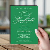 Invitation Script moderne sur Bright Green Graduation