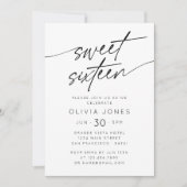 Invitation Script moderne Sweet sixteen photo fête d'annivers (Devant)
