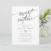 Invitation Script moderne Sweet sixteen photo fête d'annivers (Debout devant)