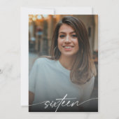 Invitation Script moderne Sweet sixteen photo fête d'annivers (Dos)