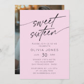 Invitation Script moderne Sweet sixteen photo fête d'annivers (Devant / Derrière)