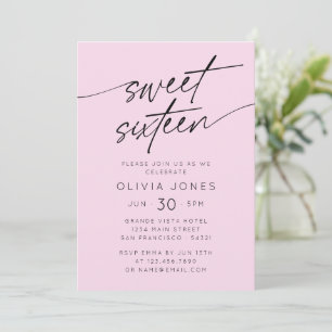 Invitation Script moderne Sweet sixteen photo fête d'annivers