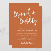 Invitation Script moderne tendance Brunch Bubbly Douche orang (Devant / Derrière)